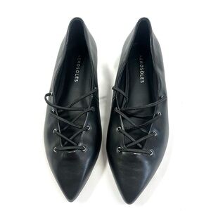 NWOT AEROSOLES Size 6 Black Pointed Toe Lace Up Ballet Flats Brand New No Tags